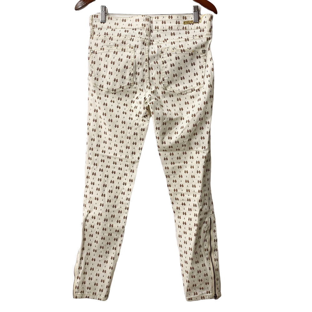 Anthro Pilcro White Patterned skinny jeans floral zip jean size 27 - Picture 8 of 12